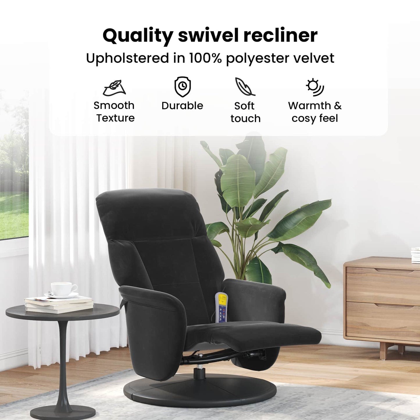 Massage Recliner Chair Black 91 x 71 x 105 cm Velvet