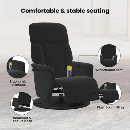 Massage Recliner Chair Black 91 x 71 x 105 cm Velvet