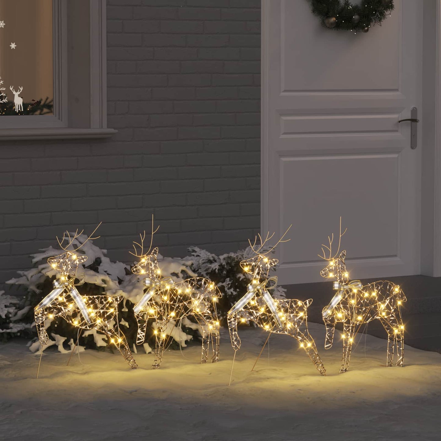 LED Reindeers with 80 LEDs 4 pcs Gold PET