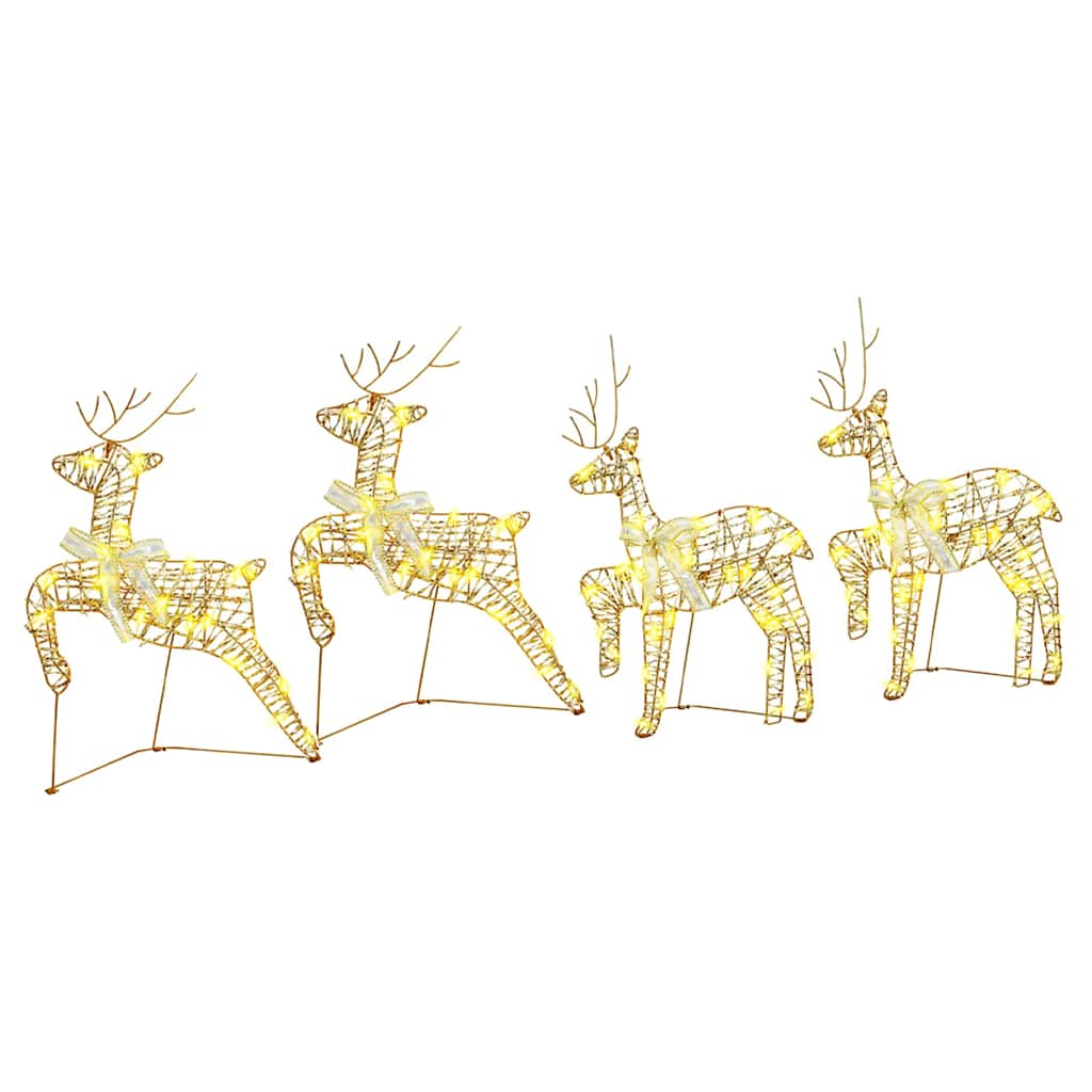 LED Reindeers with 80 LEDs 4 pcs Gold PET