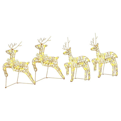 LED Reindeers with 80 LEDs 4 pcs Gold PET
