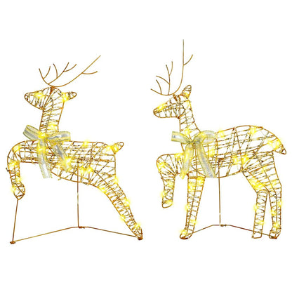 LED Reindeers with 80 LEDs 4 pcs Gold PET