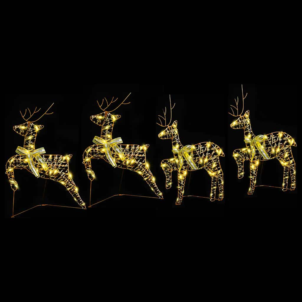 LED Reindeers with 80 LEDs 4 pcs Gold PET