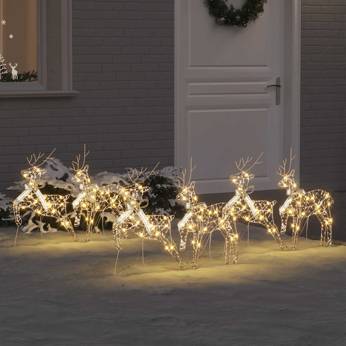 LED Reindeers with 180 LEDs 6 pcs Gold PET