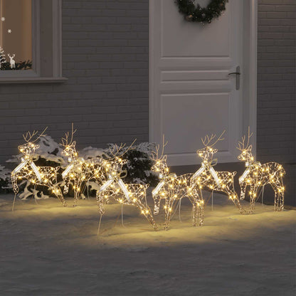 LED Reindeers with 180 LEDs 6 pcs Gold PET