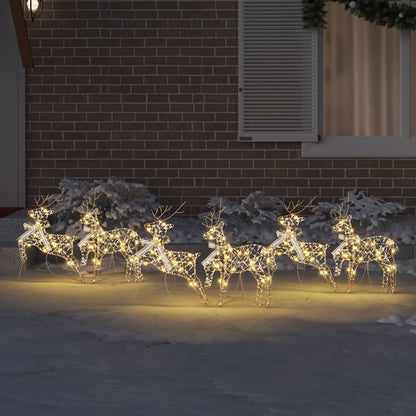 LED Reindeers with 180 LEDs 6 pcs Gold PET