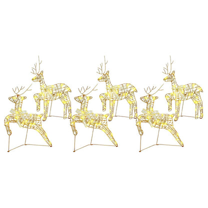 LED Reindeers with 180 LEDs 6 pcs Gold PET