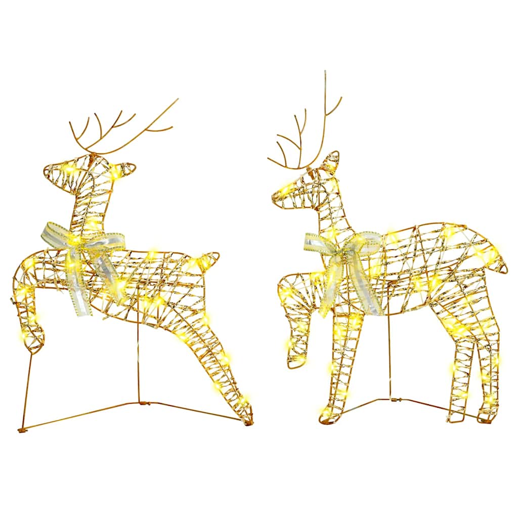 LED Reindeers with 180 LEDs 6 pcs Gold PET