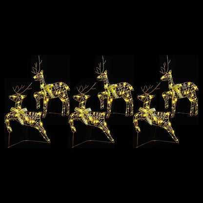 LED Reindeers with 180 LEDs 6 pcs Gold PET