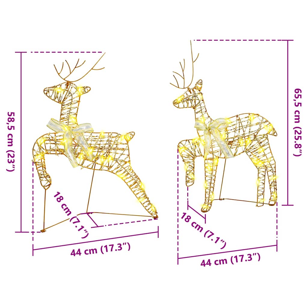 LED Reindeers with 180 LEDs 6 pcs Gold PET