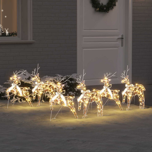 LED Reindeers 6 pcs 180 LEDs Multicoulur 44 x 18 x 65.5 cm PET