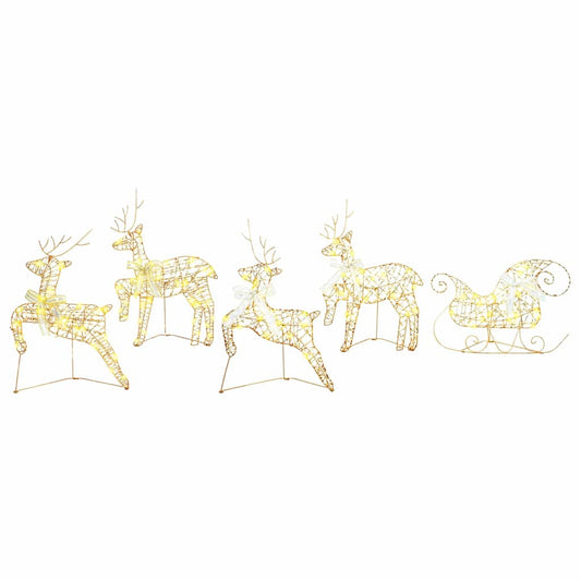 LED Reindeers 5 pcs 40 LEDs Gold 44 x 18 x 65.5 cm PET