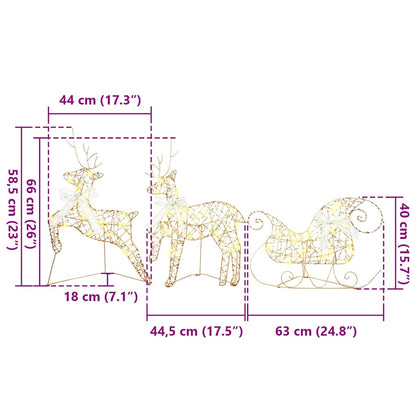LED Reindeers 5 pcs 40 LEDs Gold 44 x 18 x 65.5 cm PET