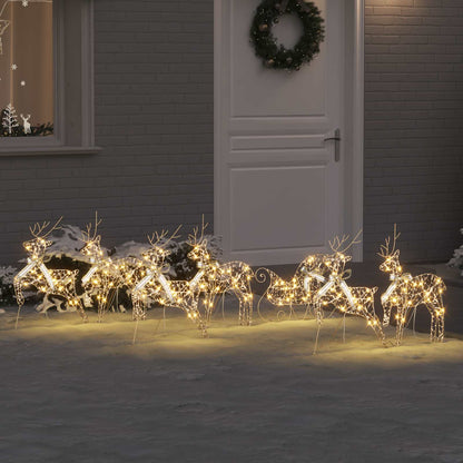 LED Reindeers 7 pcs 40 LEDs Gold 44 x 18 x 65.5 cm PET