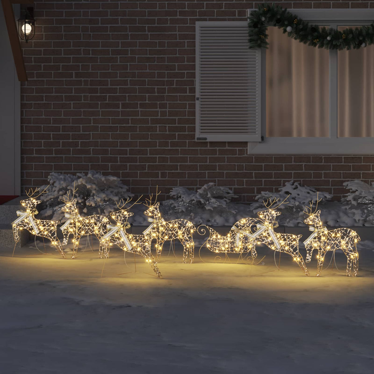 LED Reindeers 7 pcs 40 LEDs Gold 44 x 18 x 65.5 cm PET