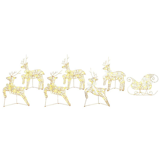 LED Reindeers 7 pcs 40 LEDs Gold 44 x 18 x 65.5 cm PET