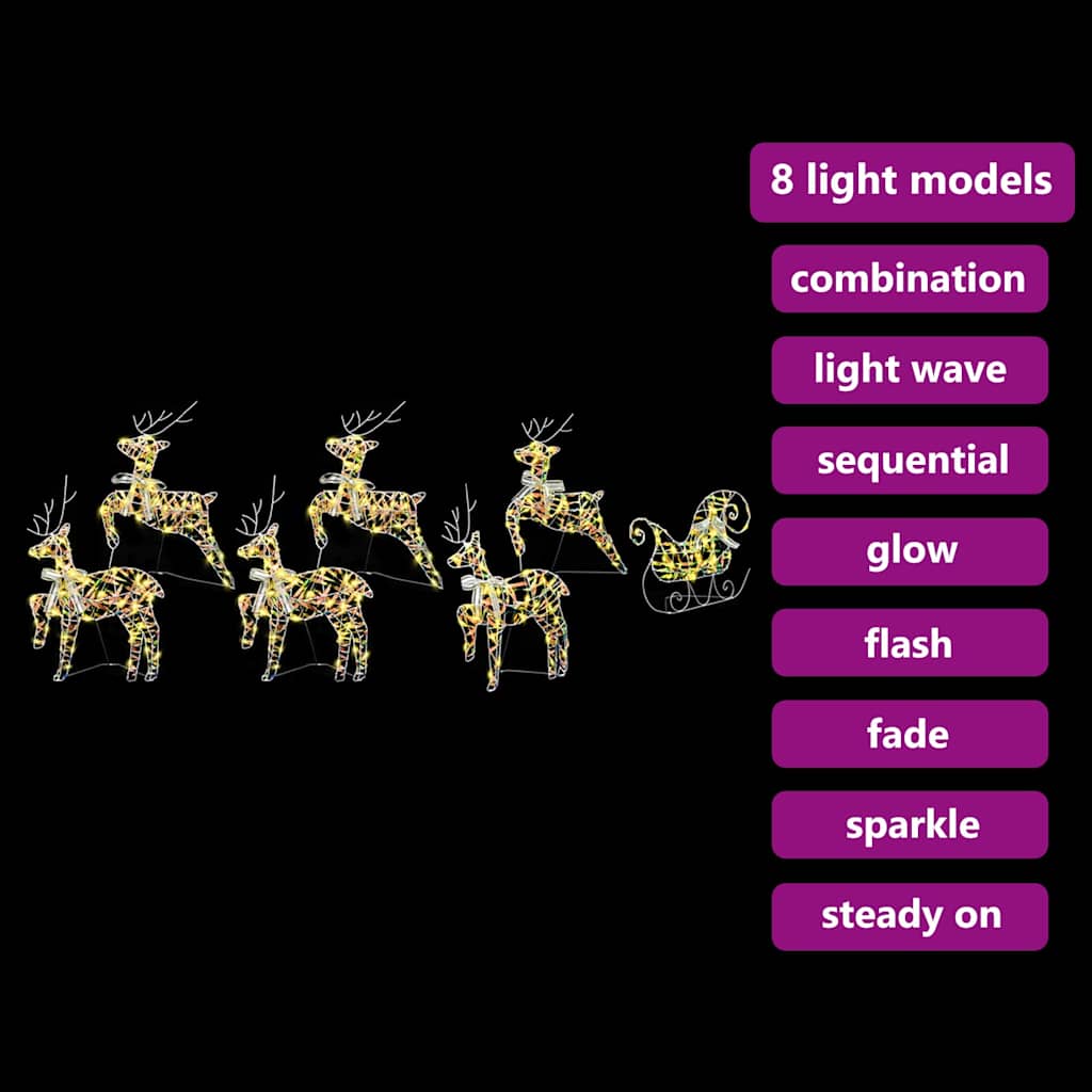 LED Reindeers 7 pcs 40 LEDs Multicoulur 42 x 15 x 64 cm PET