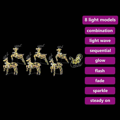 LED Reindeers 7 pcs 40 LEDs Multicoulur 42 x 15 x 64 cm PET