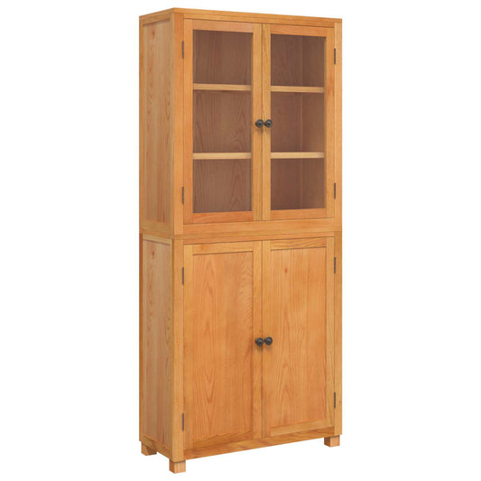 Storage Furniture Set with Shelf 2 pcs Natural Solid Oak Wood