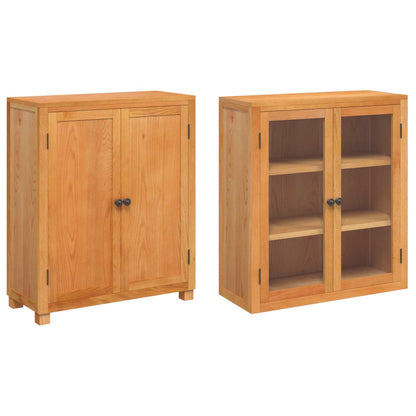 Storage Furniture Set with Shelf 2 pcs Natural Solid Oak Wood