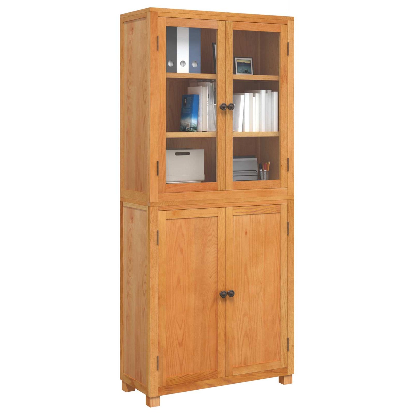 Storage Furniture Set with Shelf 2 pcs Natural Solid Oak Wood