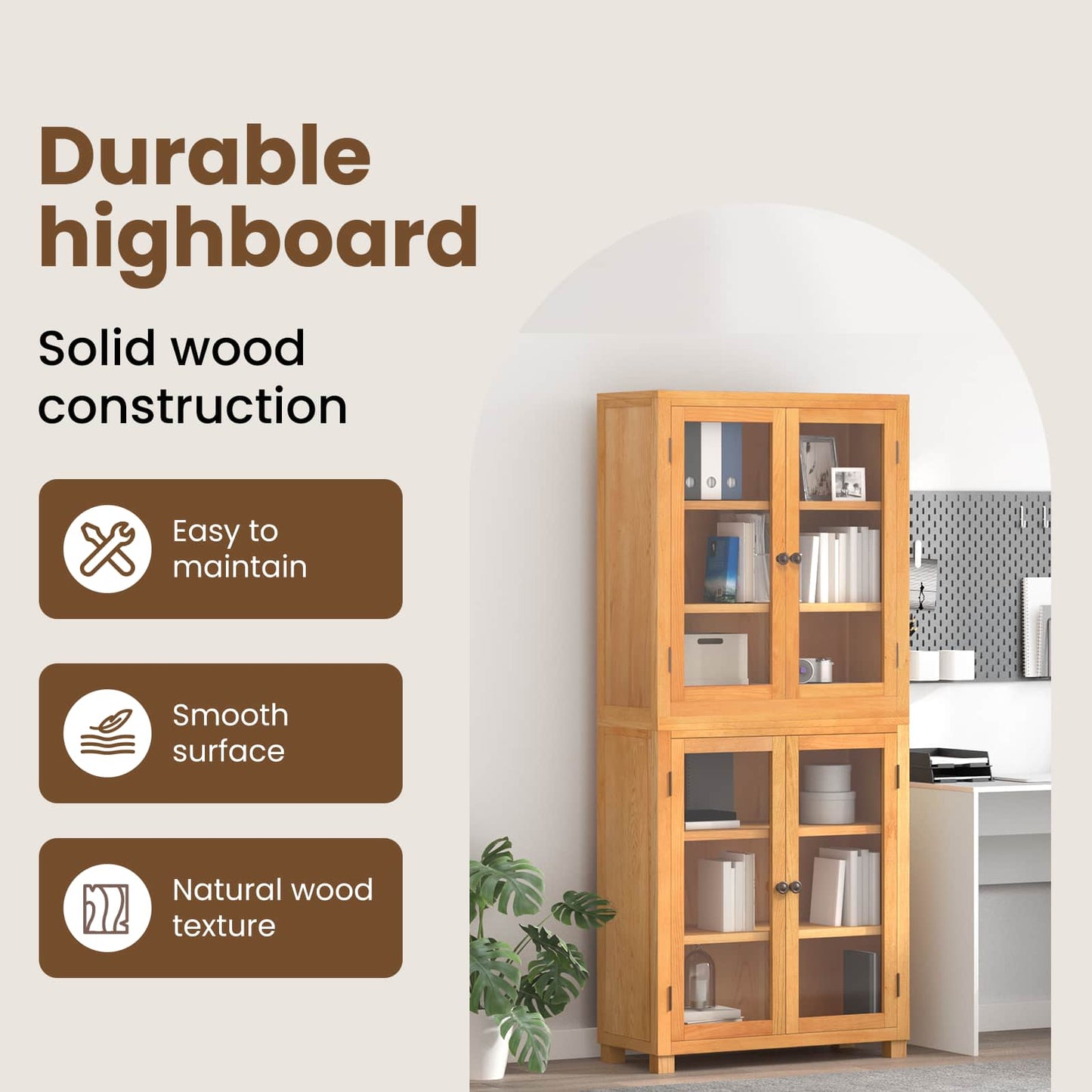 Storage Furniture Set with Shelf 2 pcs Natural 80 x 35 x 185 cm