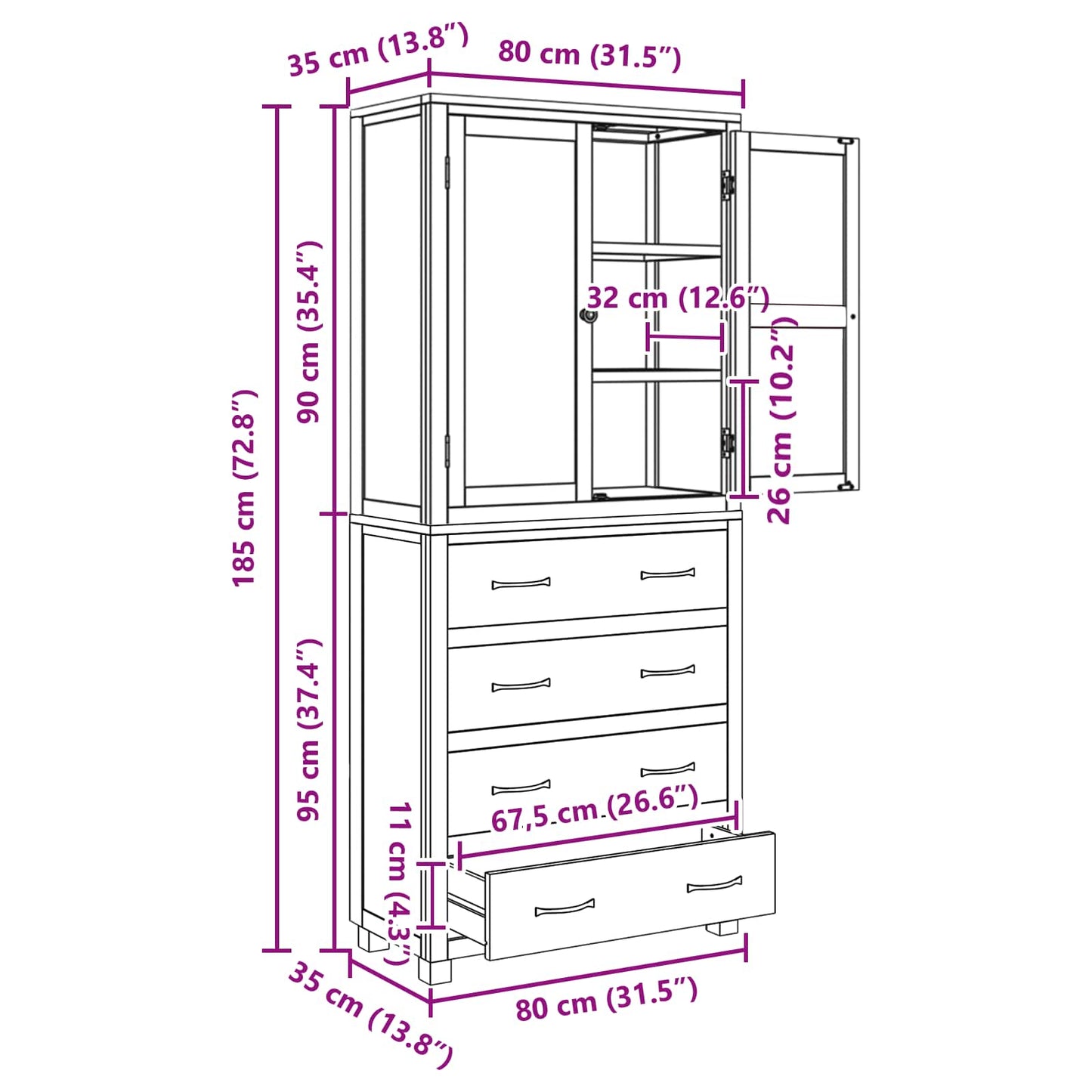 Storage Furniture Set with Drawer Brown Engineered wood