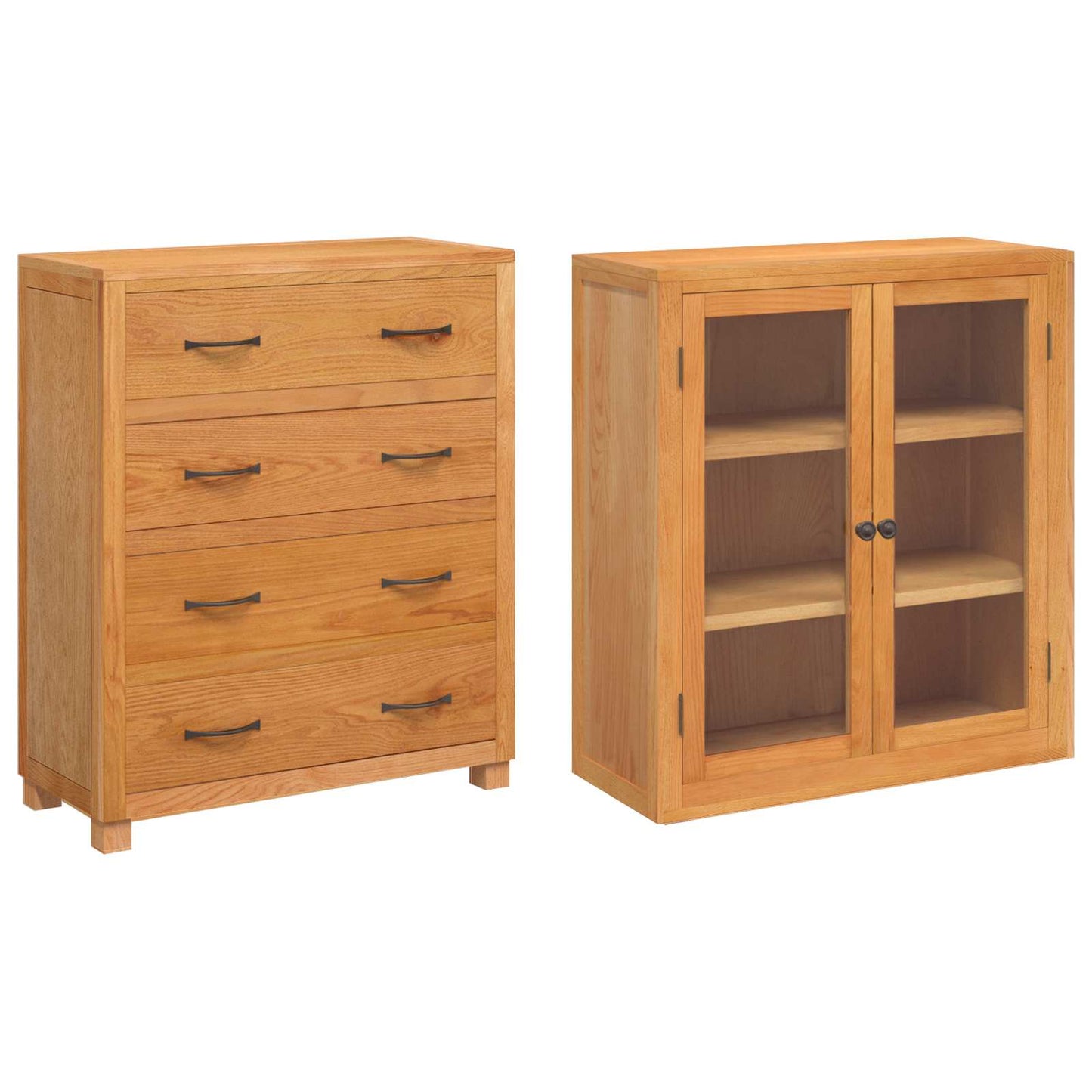 Storage Furniture Set with Shelf 2 pcs Natural 80 x 35 x 185 cm