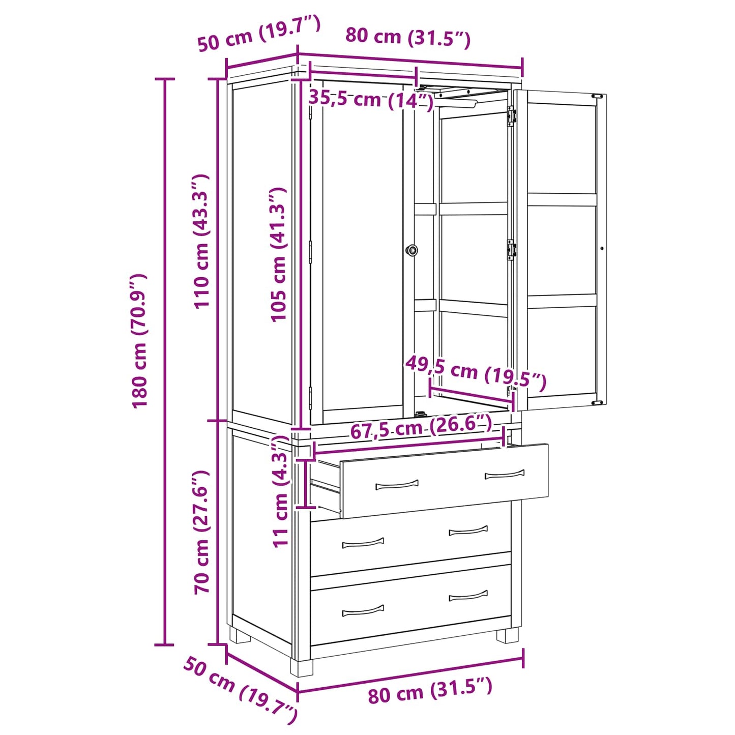 Storage Furniture Set with Drawer Brown Engineered wood