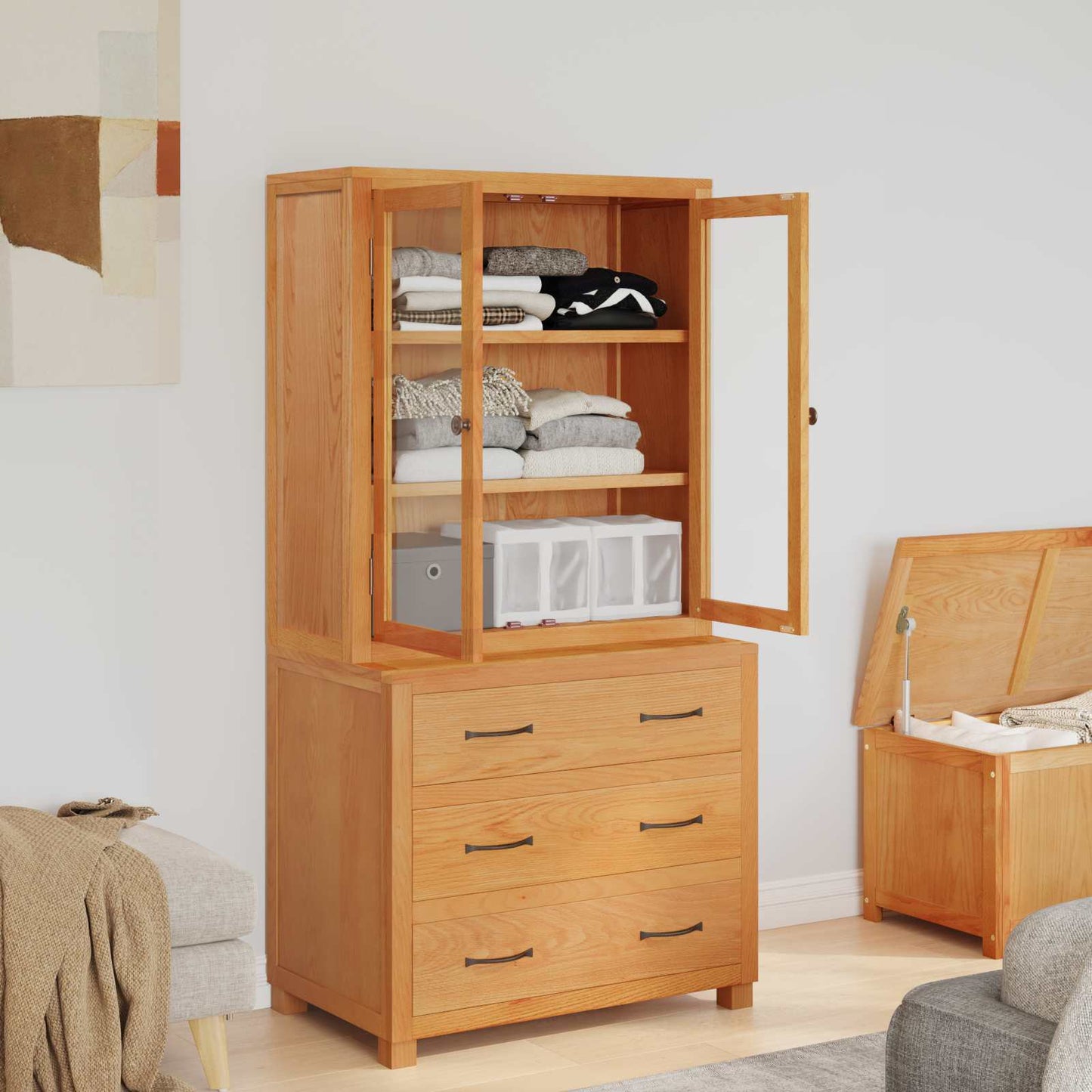 Storage Furniture Set with Drawer Brown Engineered wood
