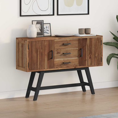 TV Stand with Drawer Natural 110 x 30 x 75 cm Solid Teak Wood