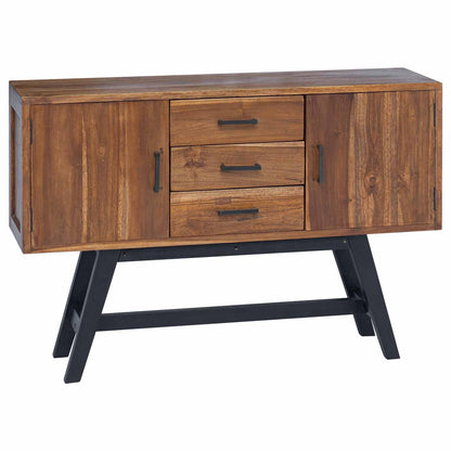 TV Stand with Drawer Natural 110 x 30 x 75 cm Solid Teak Wood