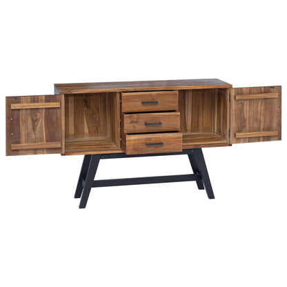 TV Stand with Drawer Natural 110 x 30 x 75 cm Solid Teak Wood