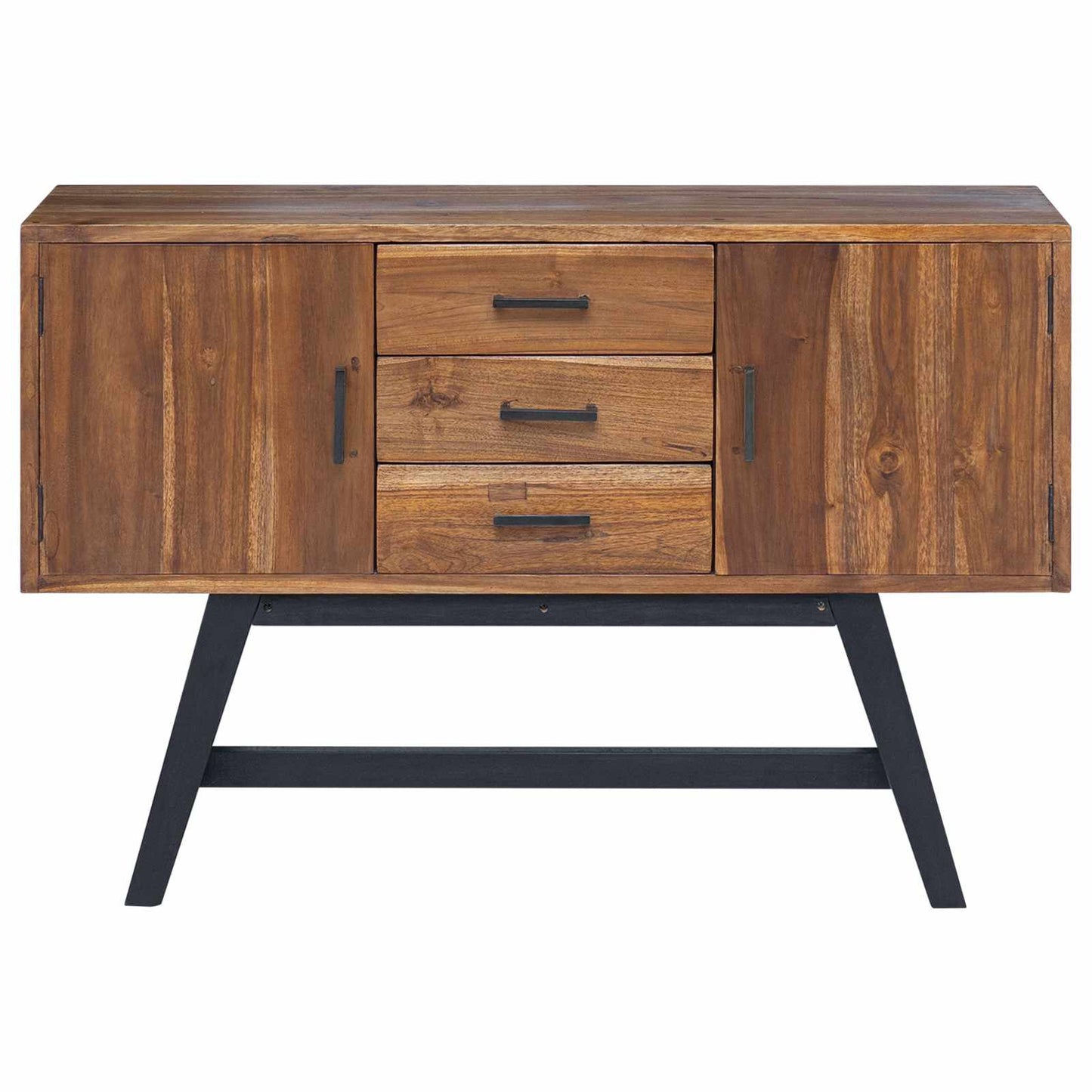 TV Stand with Drawer Natural 110 x 30 x 75 cm Solid Teak Wood