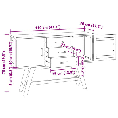 TV Stand with Drawer Natural 110 x 30 x 75 cm Solid Teak Wood