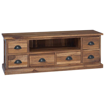 TV Stand with Drawer Natural 110 x 30 x 40 cm Solid Teak Wood