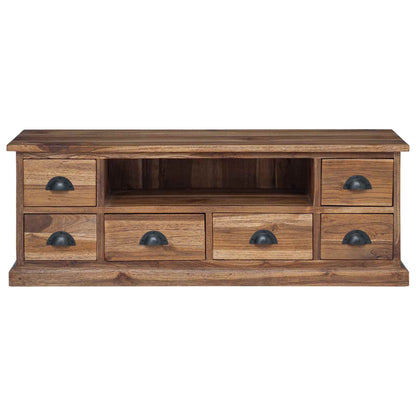 TV Stand with Drawer Natural 110 x 30 x 40 cm Solid Teak Wood