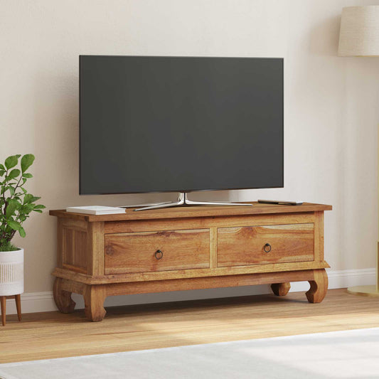 TV Stand with Drawer Natural 110 x 35 x 40 cm Solid Teak Wood