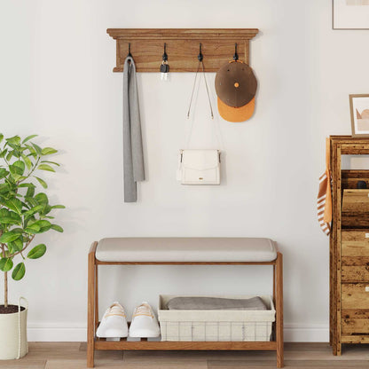 Wall Mounted Coat Rack Natural 70 x 10 x 20 cm Solid Teak Wood
