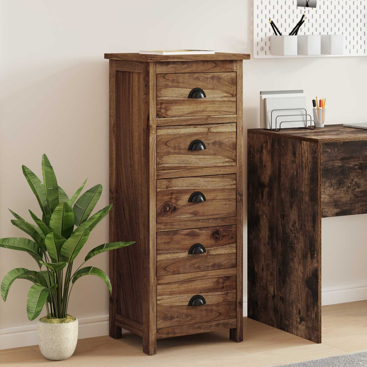 Chest of Drawers Natural 45 x 35 x 110 cm Solid Teak Wood