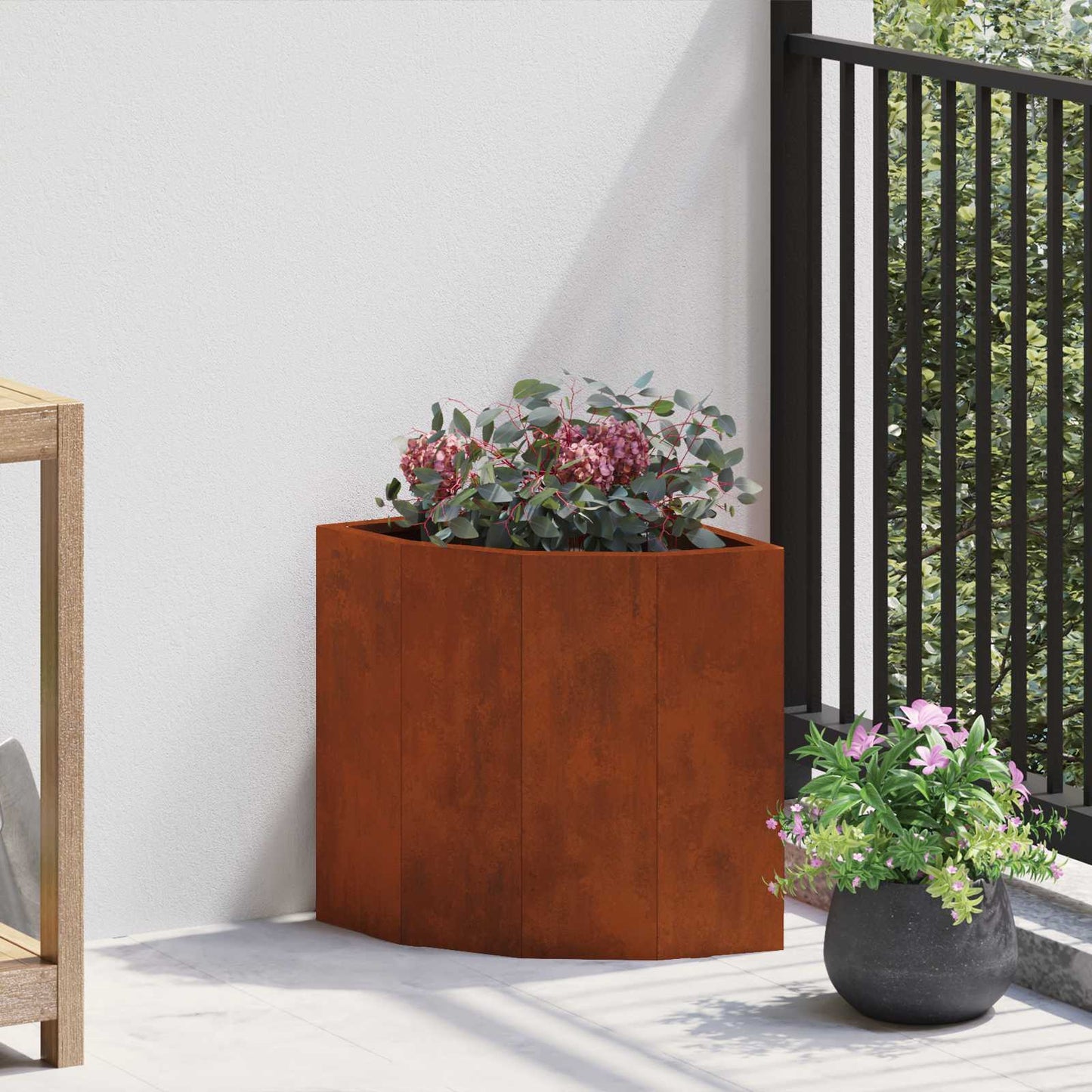 Corner Planter Rusty 30 x 30 x 35 cm Weathering steel