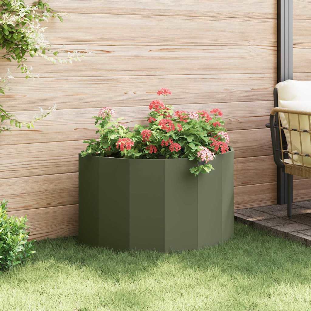 Planter Olive Green 90 x 45 x 50 cm Steel