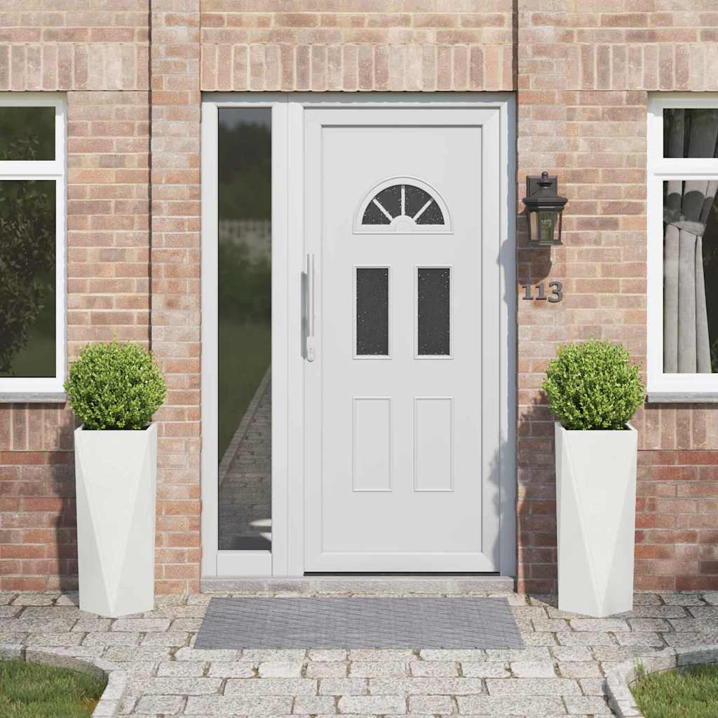 Planter 2 pcs White 30 x 30 x 75 cm Steel