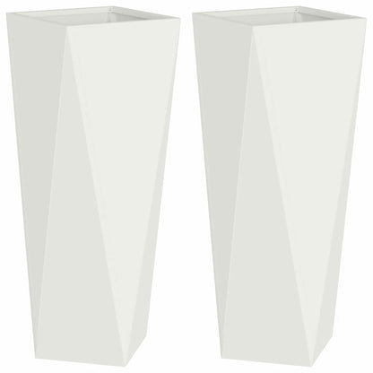 Planter 2 pcs White 30 x 30 x 75 cm Steel