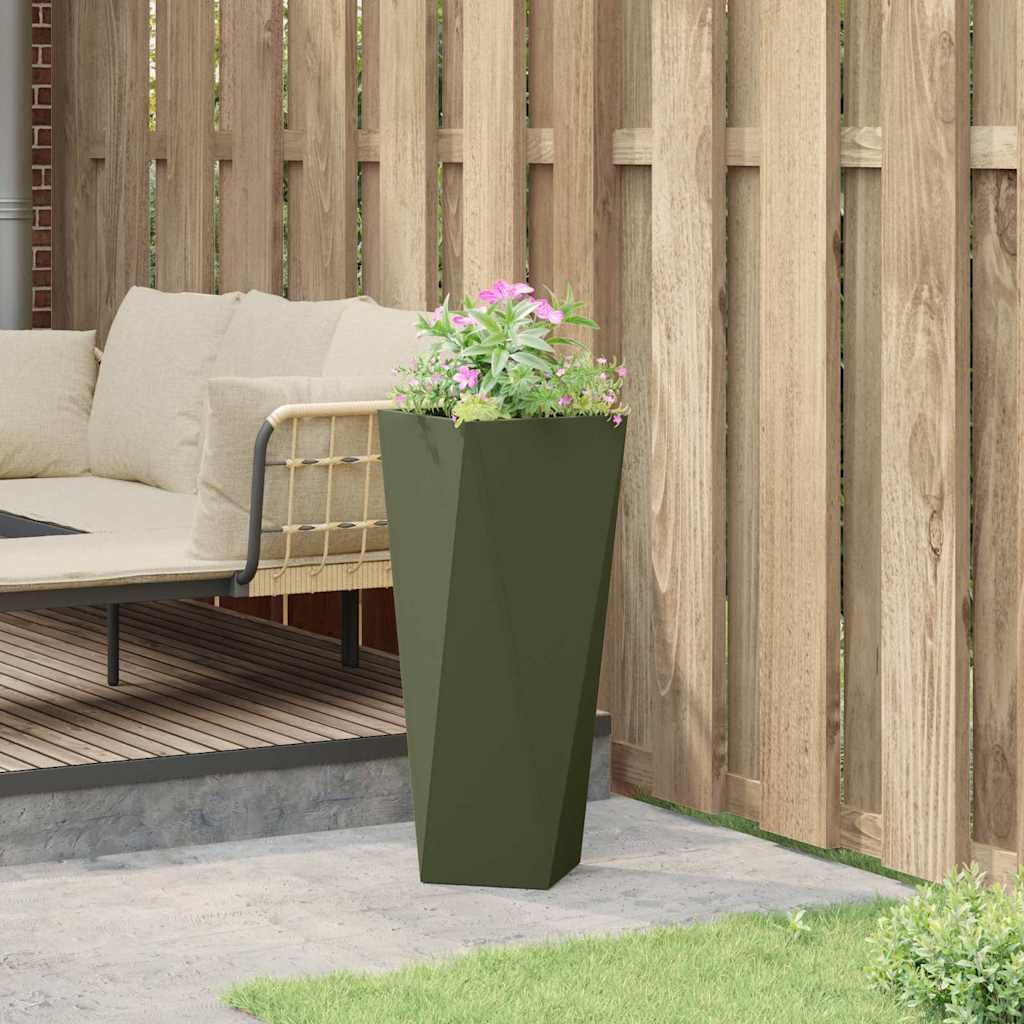 Planter Olive Green 30 x 30 x 75 cm Steel