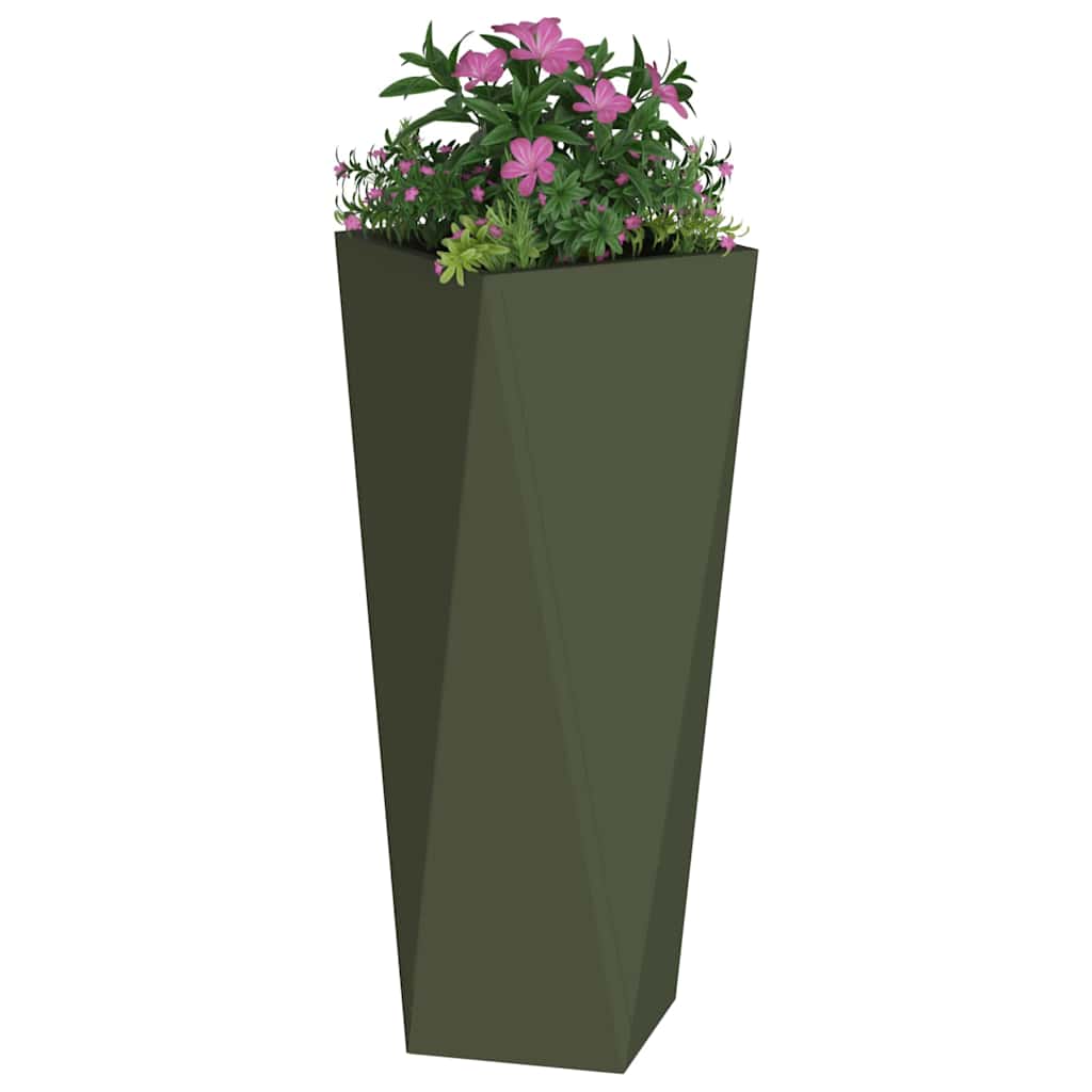 Planter Olive Green 30 x 30 x 75 cm Steel