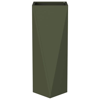 Planter 2 pcs Olive Green 30 x 30 x 75 cm Steel