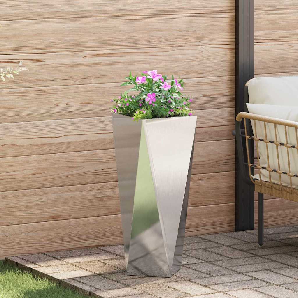 Planter 2 pcs Silver 30 x 30 x 75 cm Stainless Steel