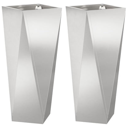Planter 2 pcs Silver 30 x 30 x 75 cm Stainless Steel