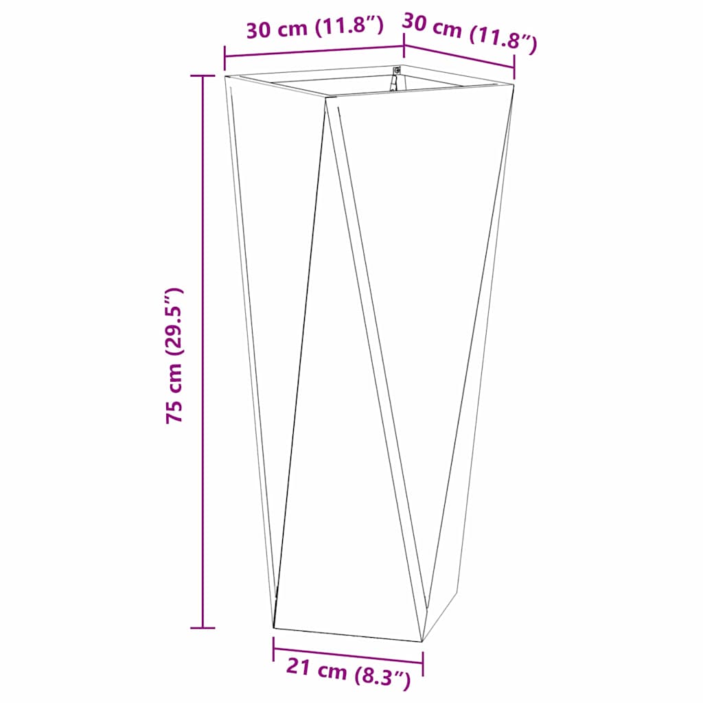 Planter 2 pcs Silver 30 x 30 x 75 cm Stainless Steel